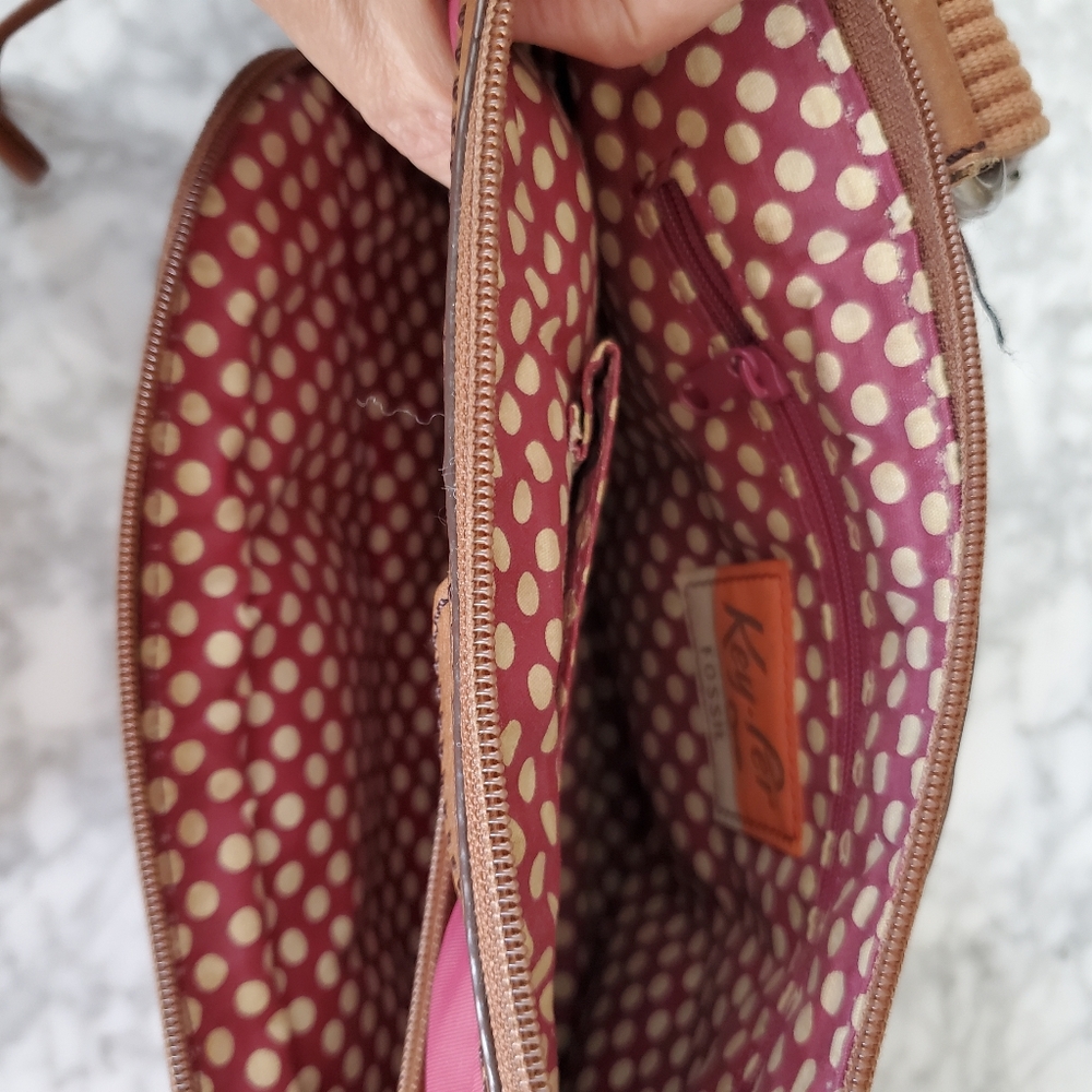 Fossil KeyPer Crossbody Quilted Purse Raspberry Adjustable Strap READ - Picture 4 of 9
